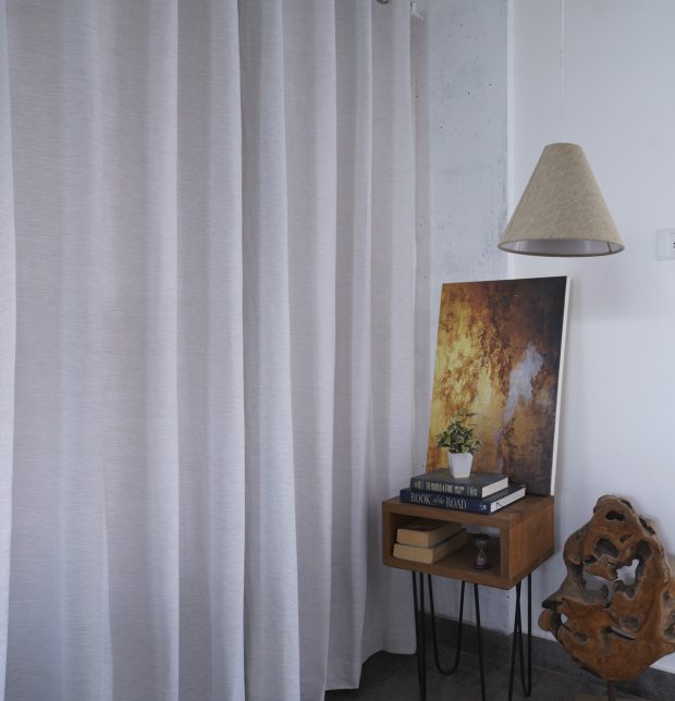 Customizable Curtain, Textura Cotton - Wind Chime White