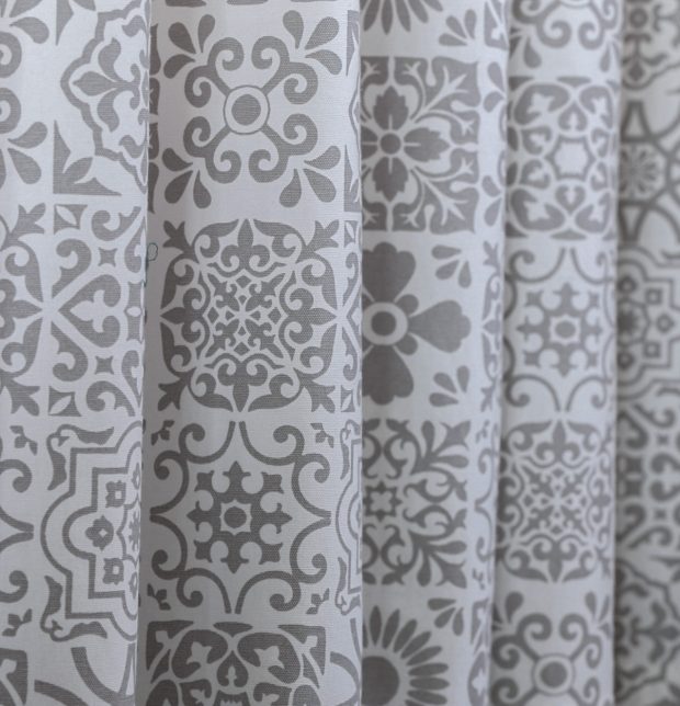 Tiles Print Cotton Fabric Grey