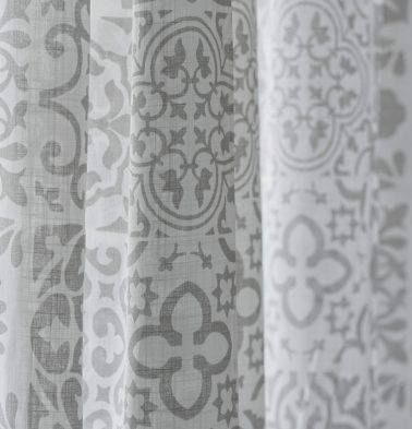 Tiles Print Cotton Slub Sheer Fabric Grey