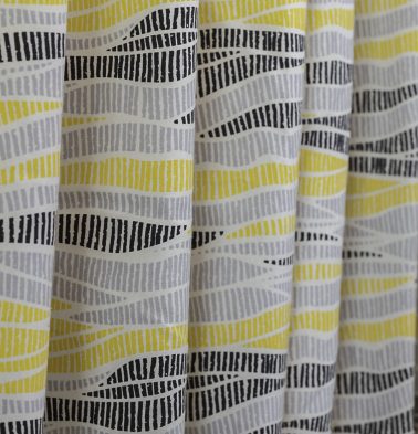 Wave Texture Cotton Chrome Fabric Lemon Yellow