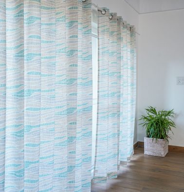 Wave Texture Cotton Curtain Sea Blue