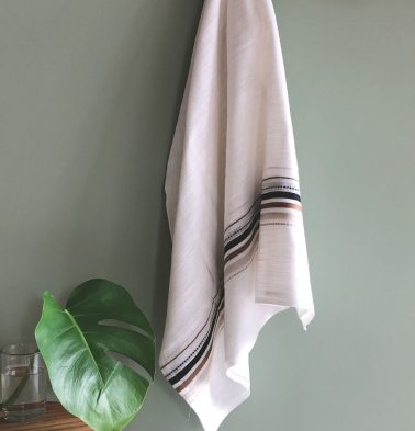 Thorth | Premium Cotton Bath Towel | White / Brown