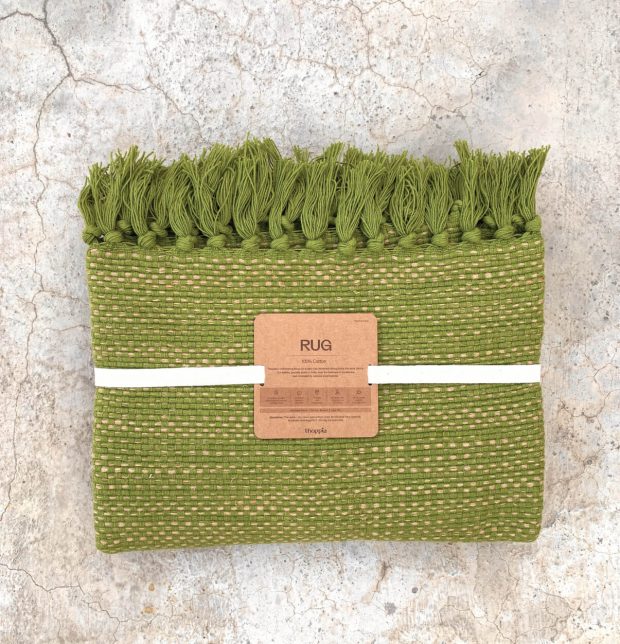 Handwoven Cotton/Jute Rug Green