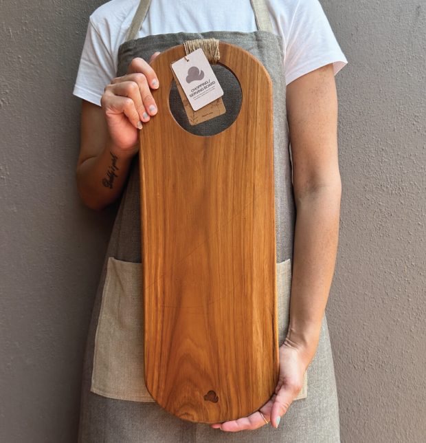 Organic Teak Wood Serving / Cheese Board | Ellipse | 52 cm