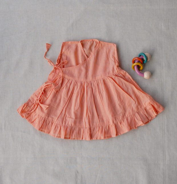 Cotton Papaya Peach Wind Dress Baby Girl