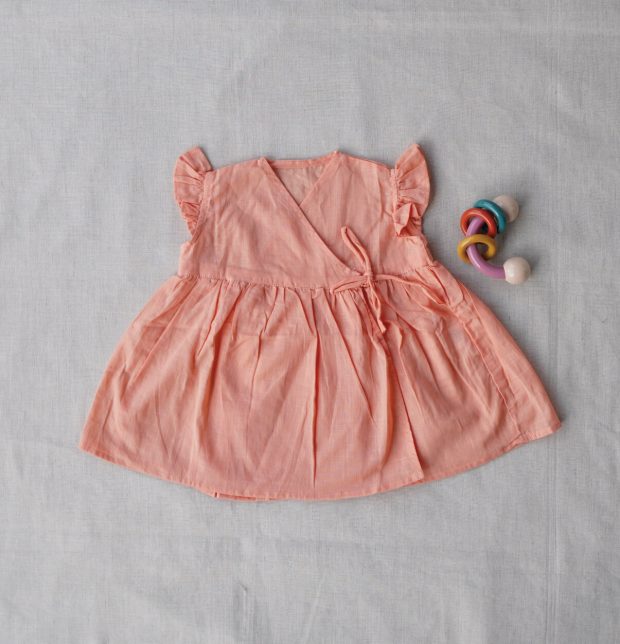 Cotton Papaya Peach Bubble Dress Baby Girl