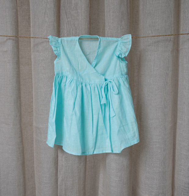 Cotton Plume Blue Bubble Dress Baby Girl