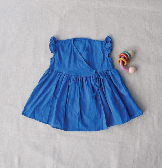 Cotton Princess Blue Bubble Dress Baby Girl