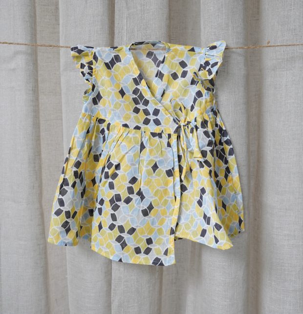 Cotton Retro Yellow Bubble Dress Baby Girl
