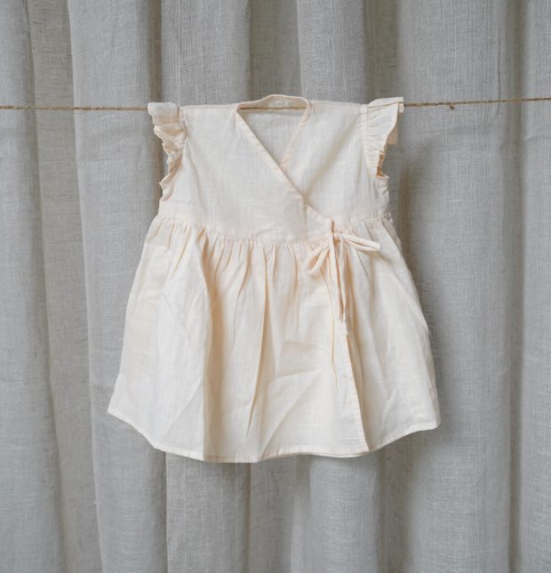 Cotton Tapioca Beige Bubble Dress Baby Girl