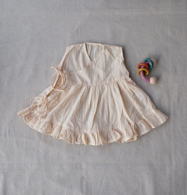 Cotton Tapioca Beige Wind Dress Baby Girl