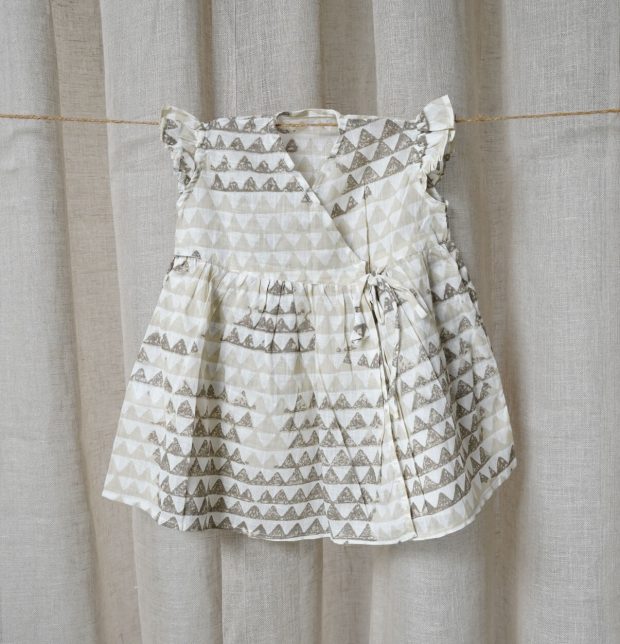 Cotton Triangle Beige Bubble Dress Baby Girl