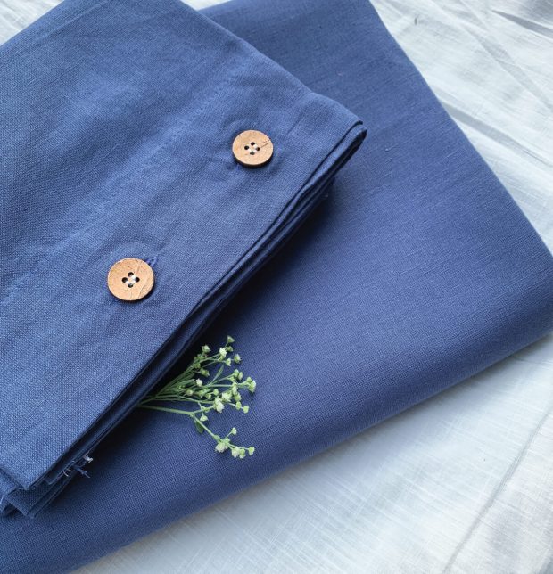 Linen Bed Sheet - Moonlight Blue - With 2 pillow covers