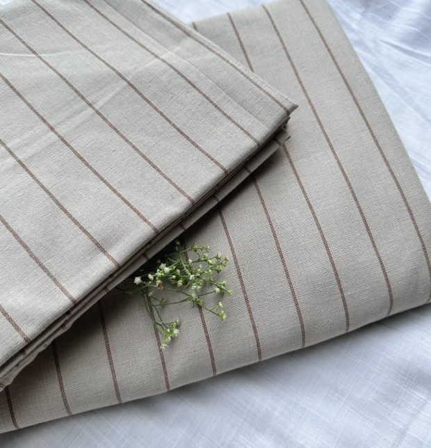 Silver Lining Striped Fitted Bedsheet Beige/Brown