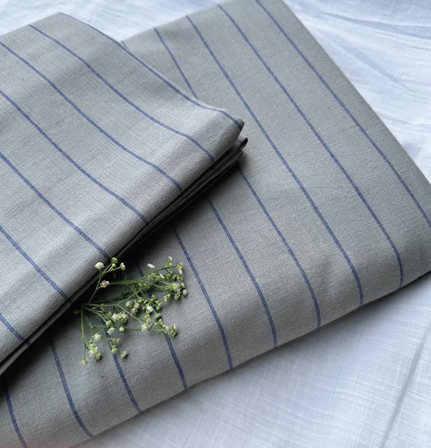 Silver Lining Striped Cotton Pillow Cover Grey / Blue