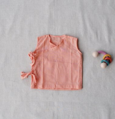 Sleeveless Papaya Peach Cotton Baby Vests