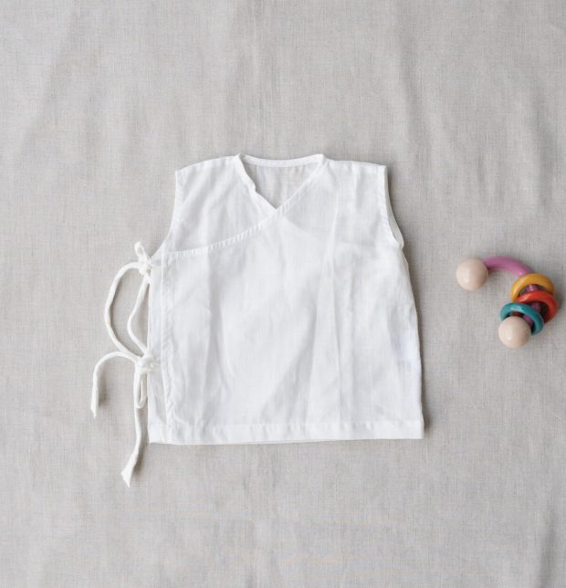 Sleeveless White Cotton Baby Vests