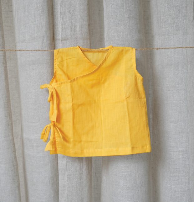 Sleeveless Yellow Cotton Baby Vests
