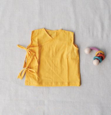 Sleeveless Yellow Cotton Baby Vests