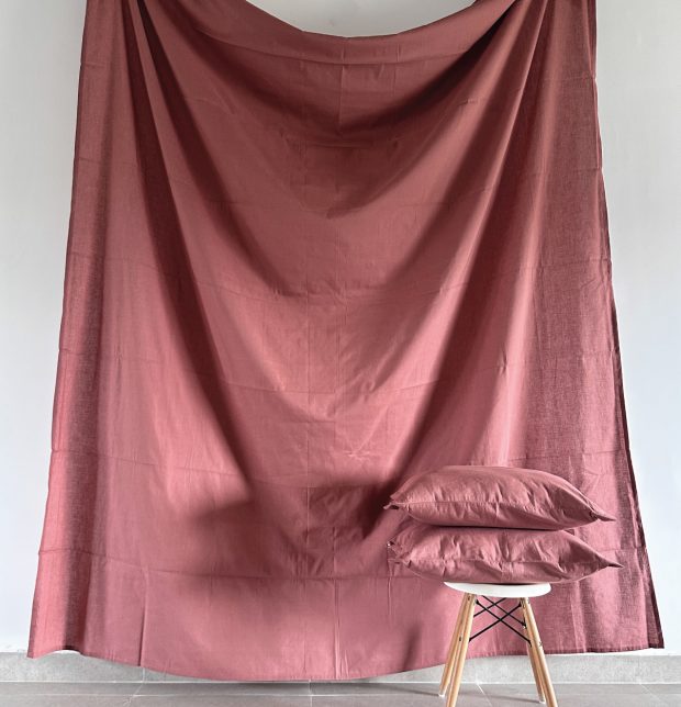 Linen Bedsheet Fabric fitted Canyon Rose