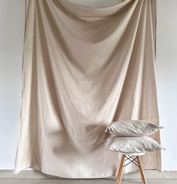 Linen Bedsheet Fabric fitted Cloud Cream