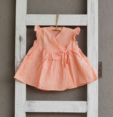 Cotton Papaya Peach Bubble Dress Baby Girl
