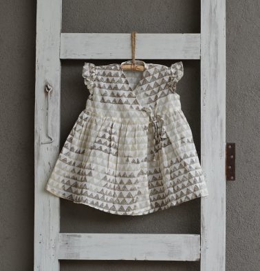 Cotton Triangle Beige Bubble Dress Baby Girl