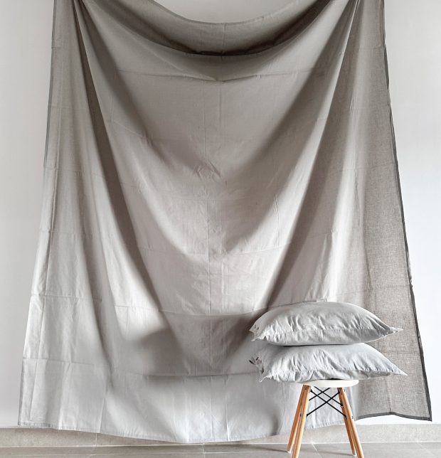Linen Bedsheet Fabric fitted Glacier Grey