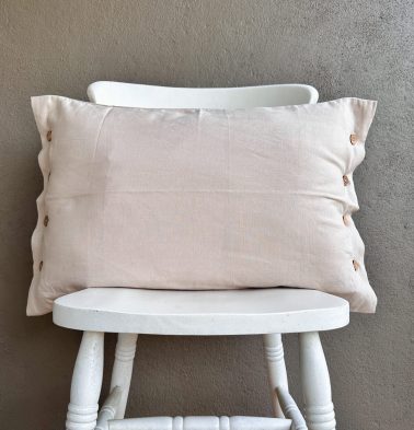 Linen Pillow Cover with button Cloud Cream