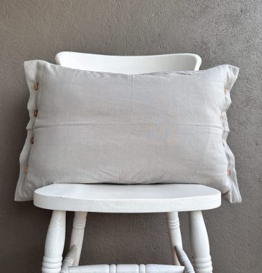 Linen Pillow Cover with button Glacier Grey