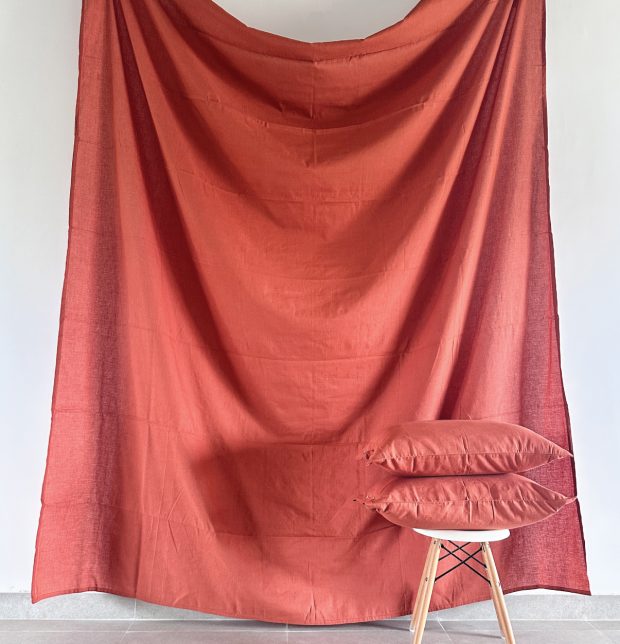 Linen Bedsheet Fabric fitted Rust Orange
