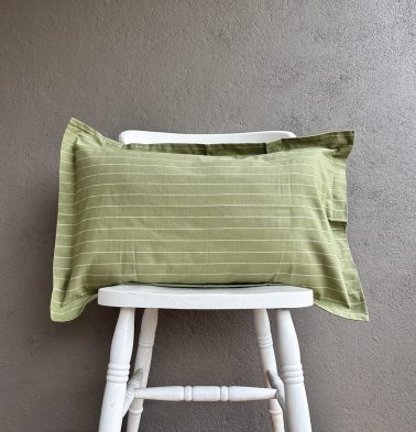 Silver Lining Striped Cotton Pillow Cover Green / White