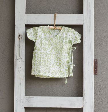 Tiles Print Cotton Baby Vests Green