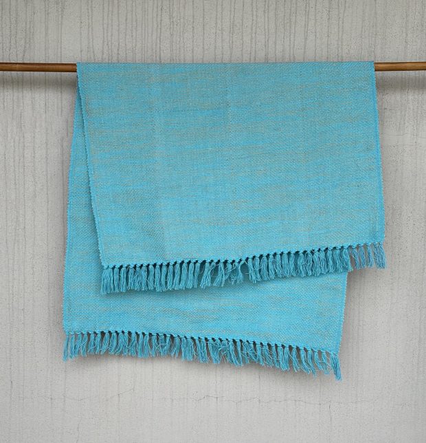 Handwoven Cotton/Jute Rug Teal Blue