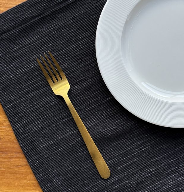 Handwoven Textura Cotton Table Mats Caviar Black- Set of 6