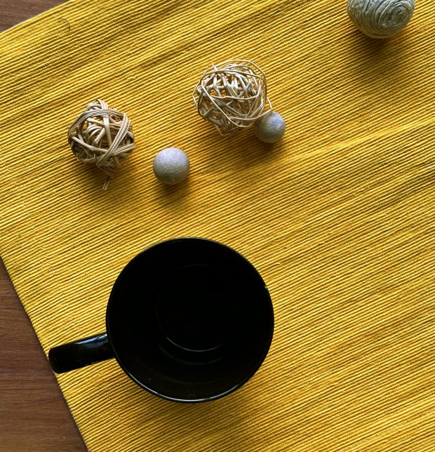 Handwoven Textura Cotton Table Mats Daffodil Yellow- Set of 6
