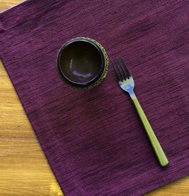 Handwoven Textura Cotton Table Mats Damson Purple- Set of 6