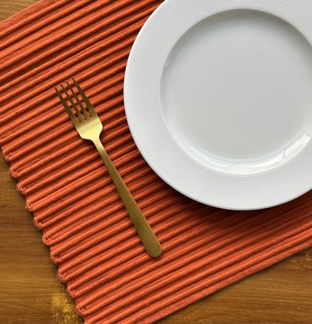 Handwoven Cotton Table Mats Rust Orange- Set of 6