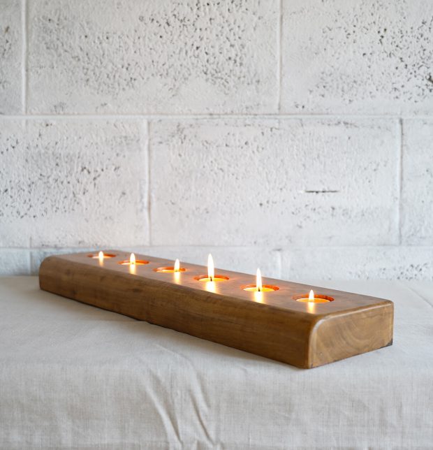 Rustic Handcrafted Wooden 6 Flame Tea Light holder
