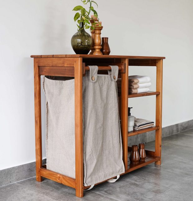 Solid Teak Wood Laundry Unit