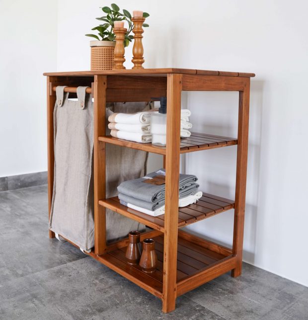 Solid Teak Wood Laundry Unit