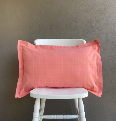 Lagom Chequered Cotton Pillow Cover Pink / Grey