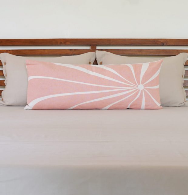 Sun Hue Cotton Lumbar Cushion Cover Pink - 14