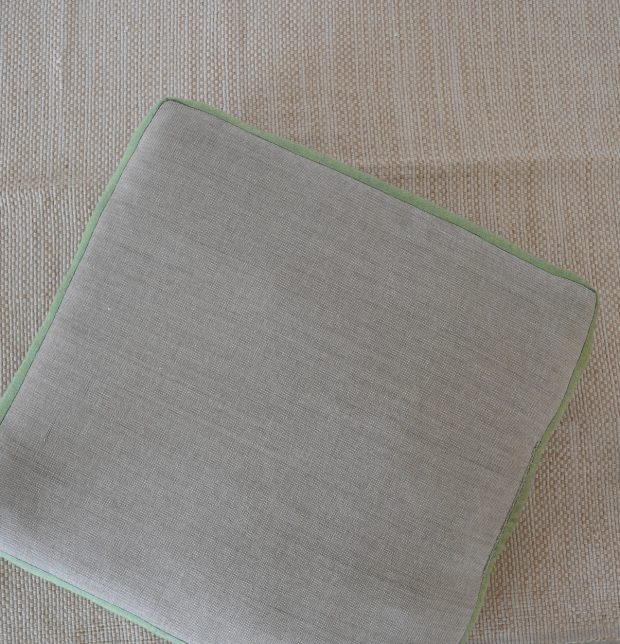 Chambray Cotton Floor Cushion Beige / Green