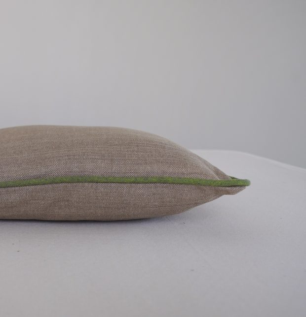 Chambray Cotton Cushion Cover Beige/ Green 16” x 16”