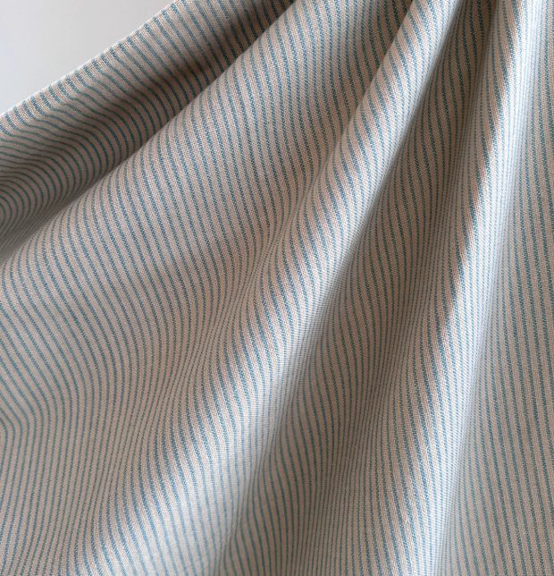 Fine Stripes Cotton Fabric Teal Blue