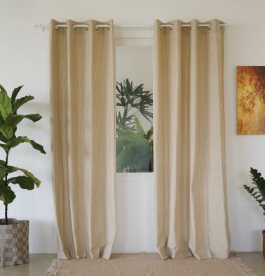 Customizable Curtain, Fine Stripes Cotton – Brown