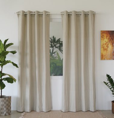 Customizable Curtain, Fine Stripes Cotton – Green