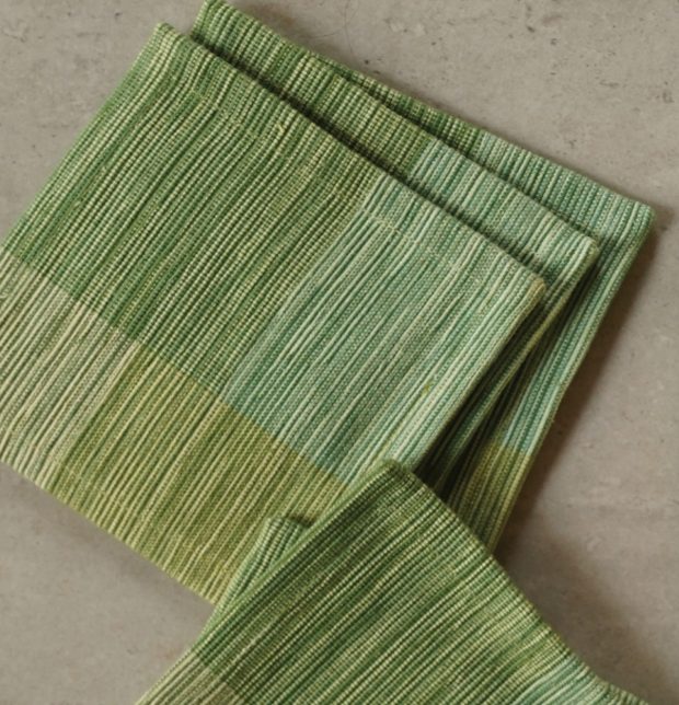 Handwoven Stripe Cotton Coasters Grass Green– Set of 6