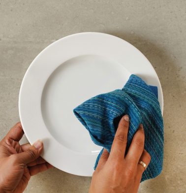 Honeycomb Cotton Dish Towel Blue
